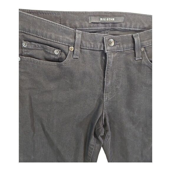 Big Star Jeans Solid Black Stretch Straight Premium Denim Size 31 - Picture 3 of 8